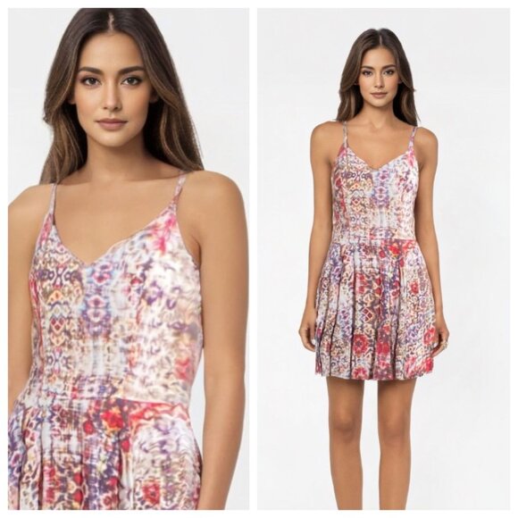 Lavender Brown Mini Fit and Flare Dress Multicolor, Size X-Small - Picture 1 of 16